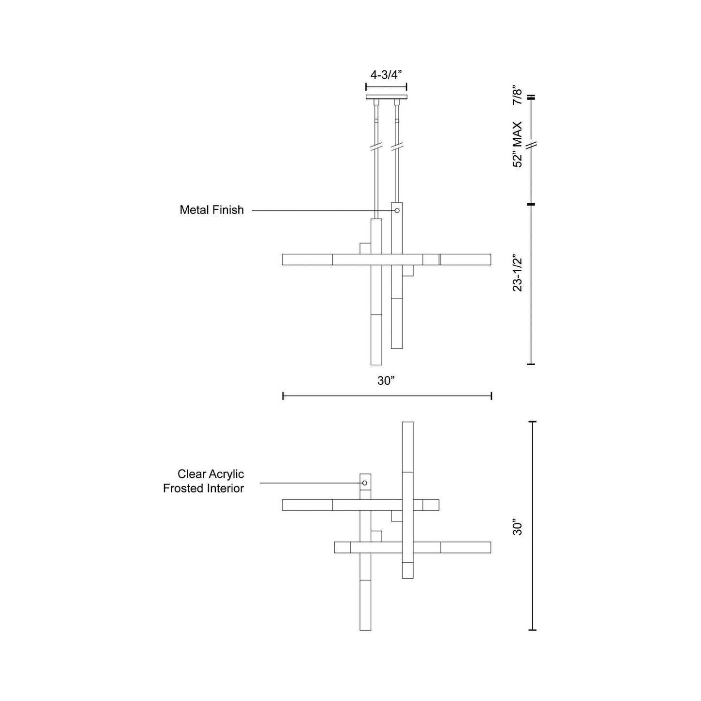 Martelo LED Pendant Light - line drawing.