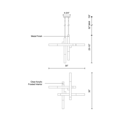 Martelo LED Pendant Light - line drawing.