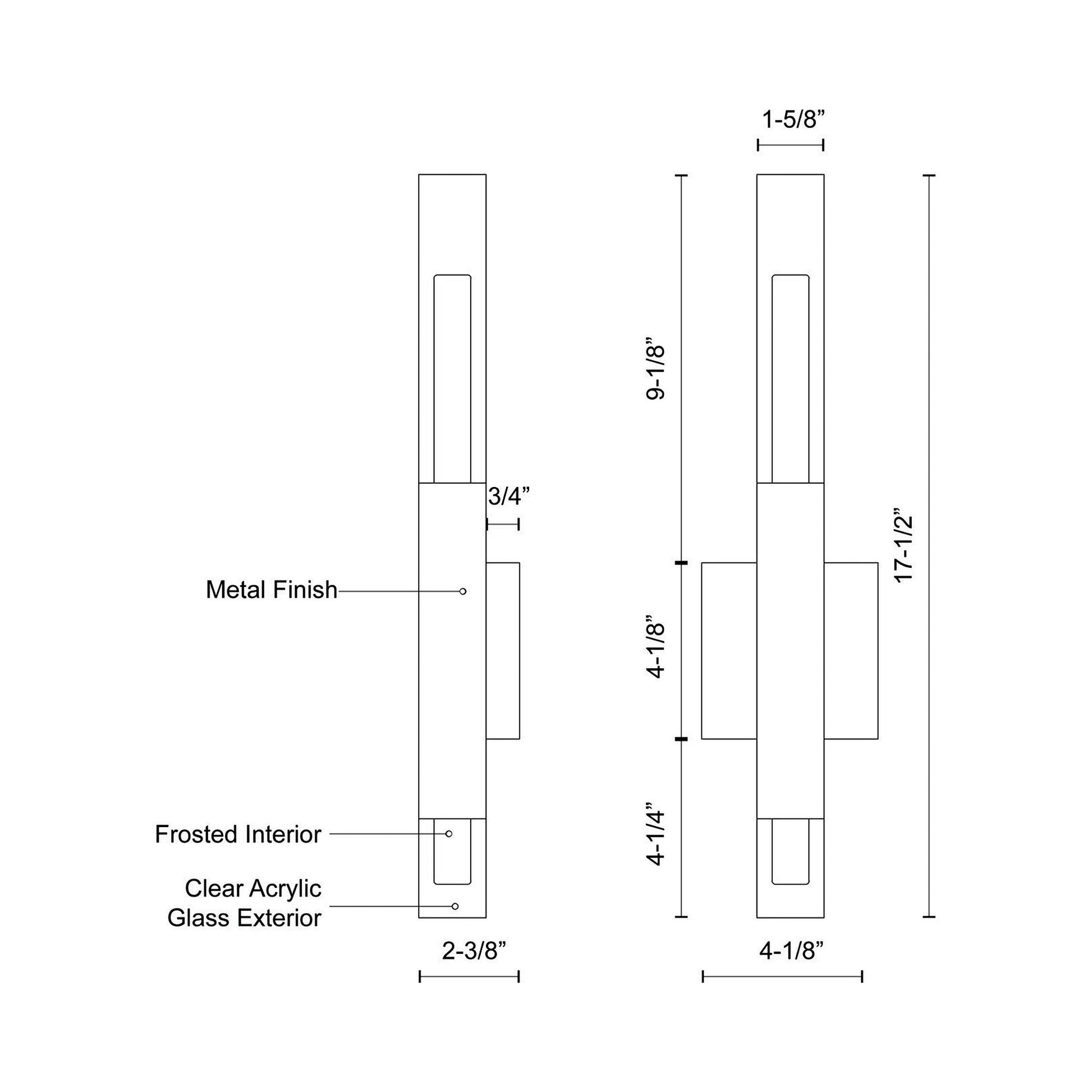 Martelo LED Wall Light - line drawing.
