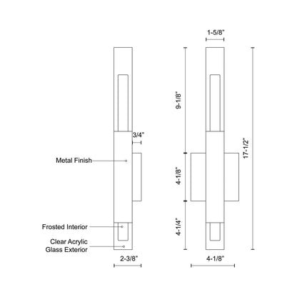 Martelo LED Wall Light - line drawing.