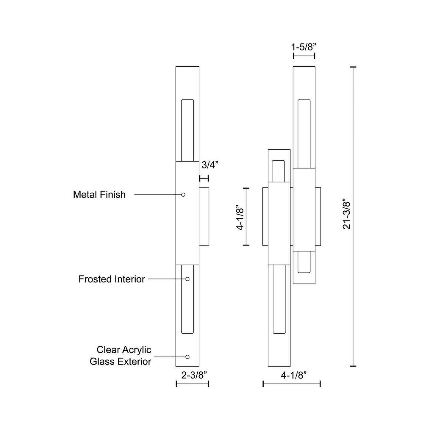 Martelo LED Wall Light - line drawing.