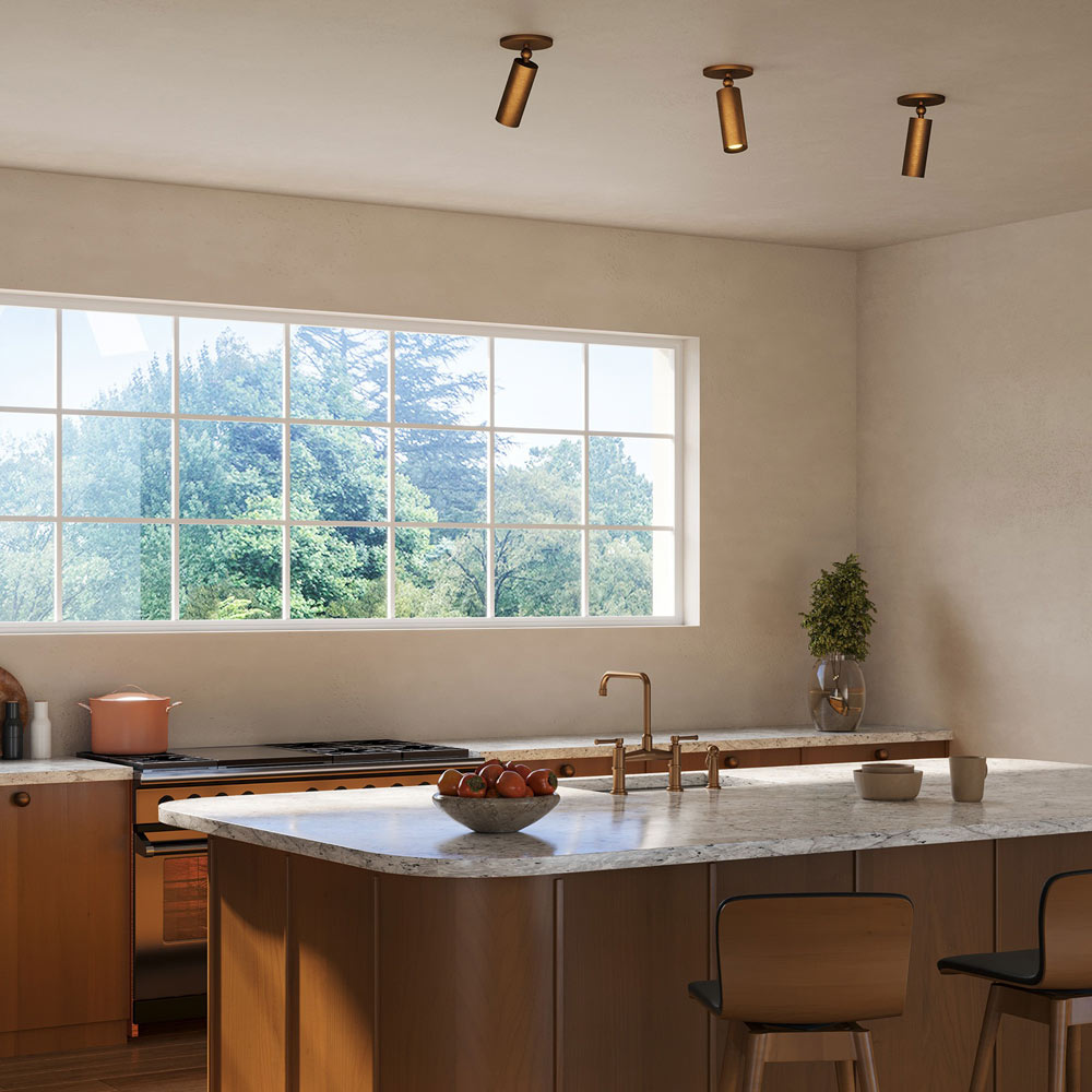 Mason Adjustable LED Semi Flush Mount Ceiling Light in kitchen.