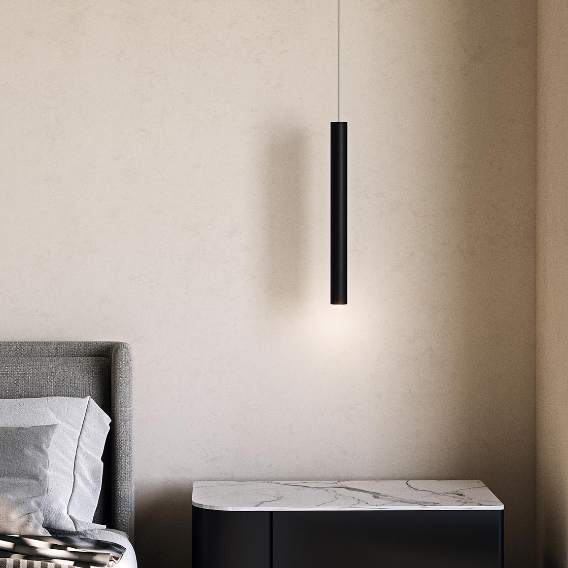 Mason LED Pendant Light in bedroom.