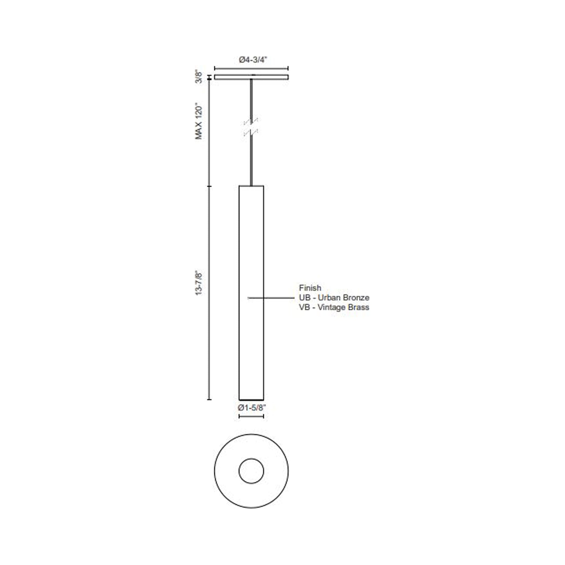 Mason LED Pendant Light - line drawing.