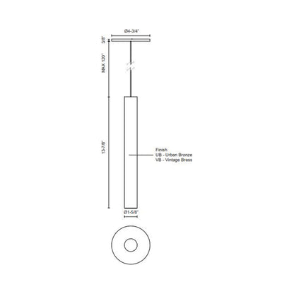 Mason LED Pendant Light - line drawing.