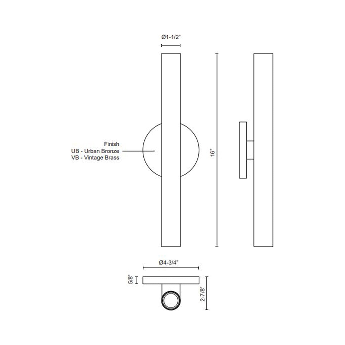Mason LED Wall Light - line drawing.
