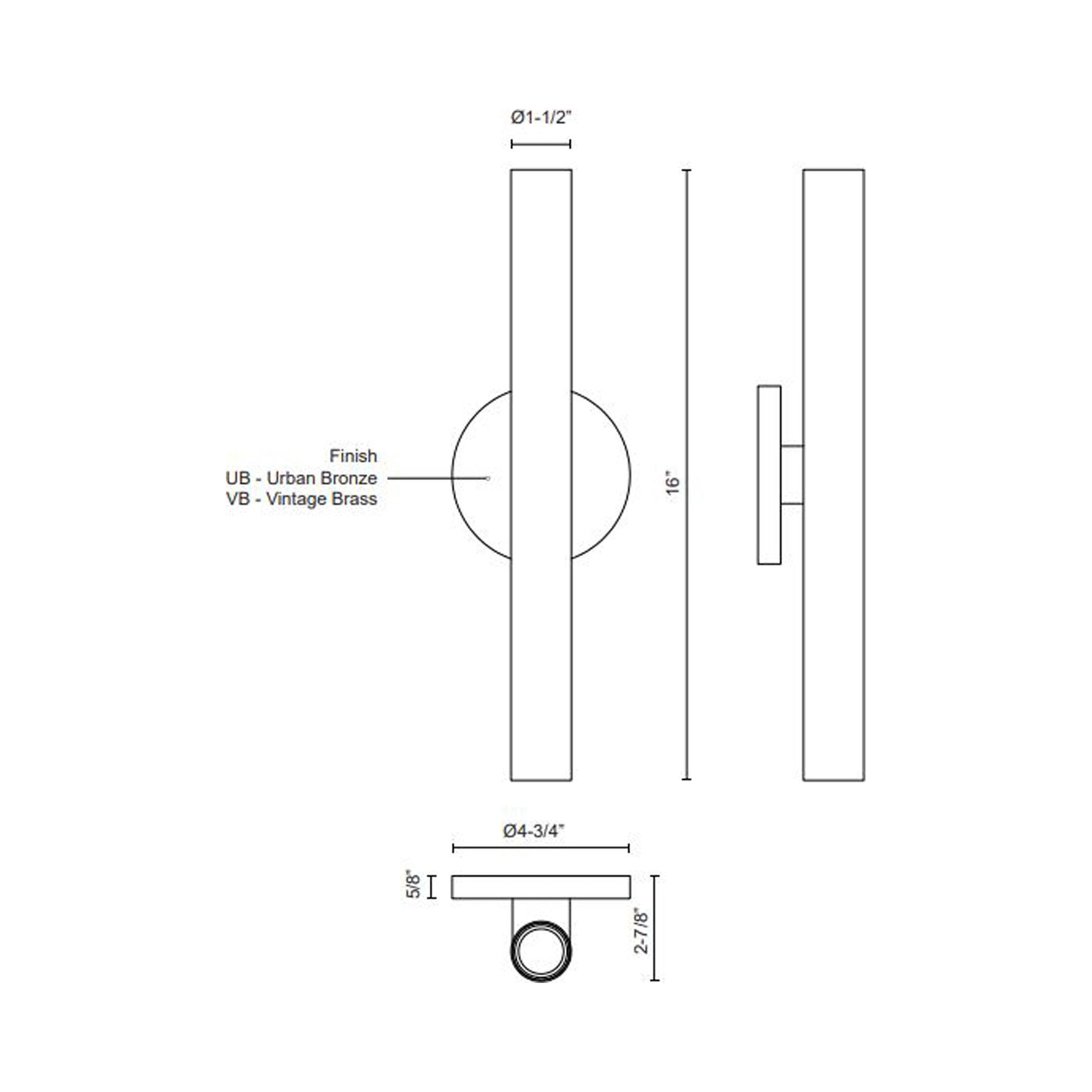 Mason LED Wall Light - line drawing.