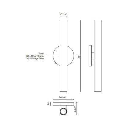 Mason LED Wall Light - line drawing.