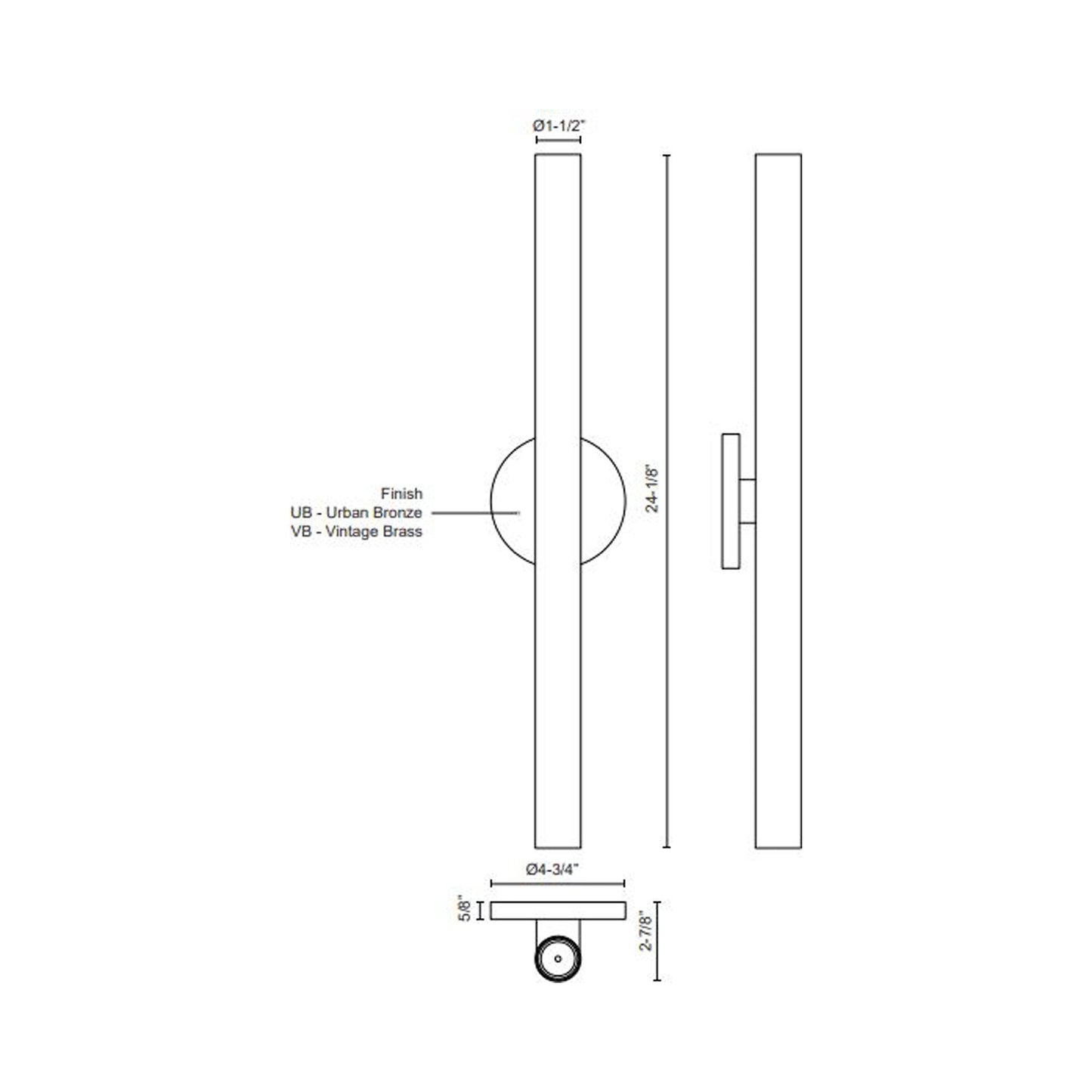 Mason LED Wall Light - line drawing.