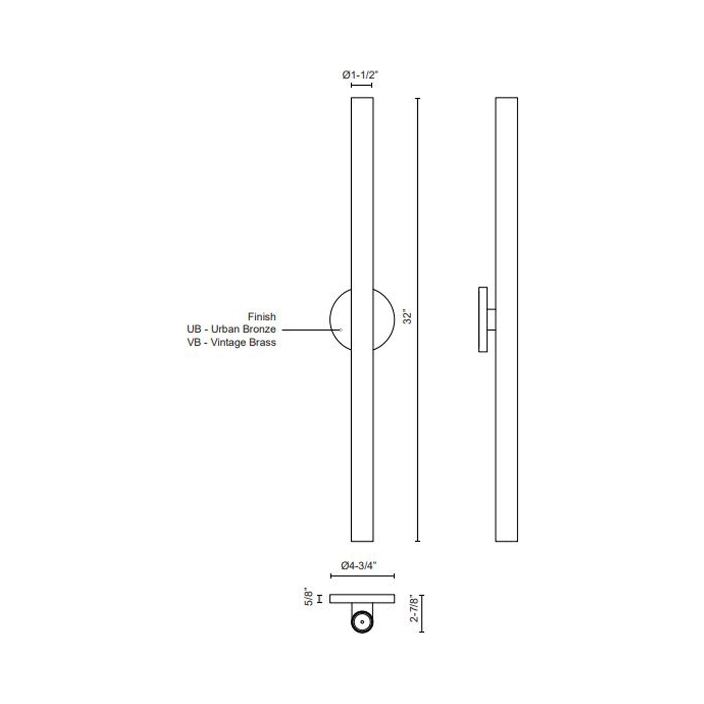 Mason LED Wall Light - line drawing.