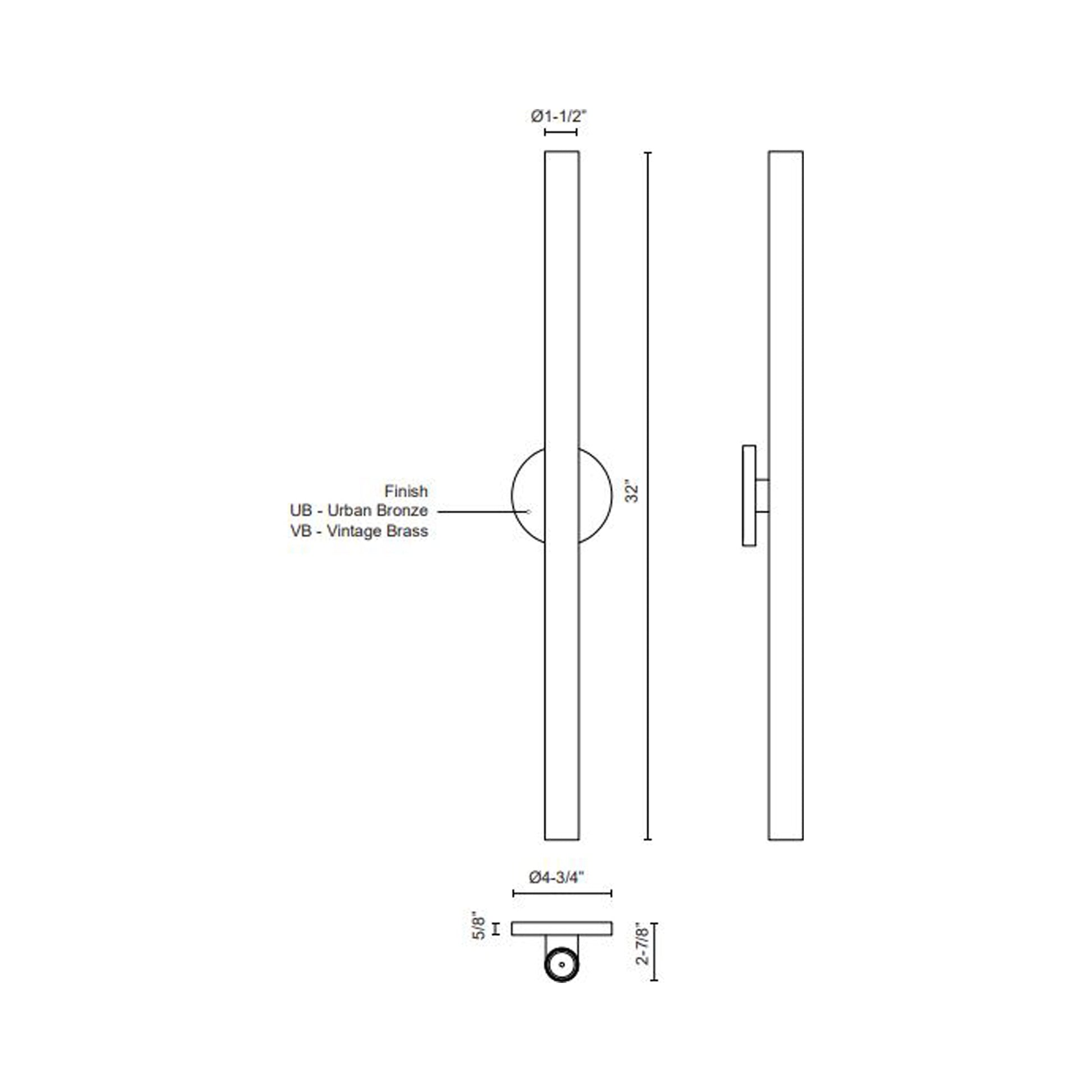 Mason LED Wall Light - line drawing.
