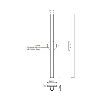 Mason LED Wall Light - line drawing.