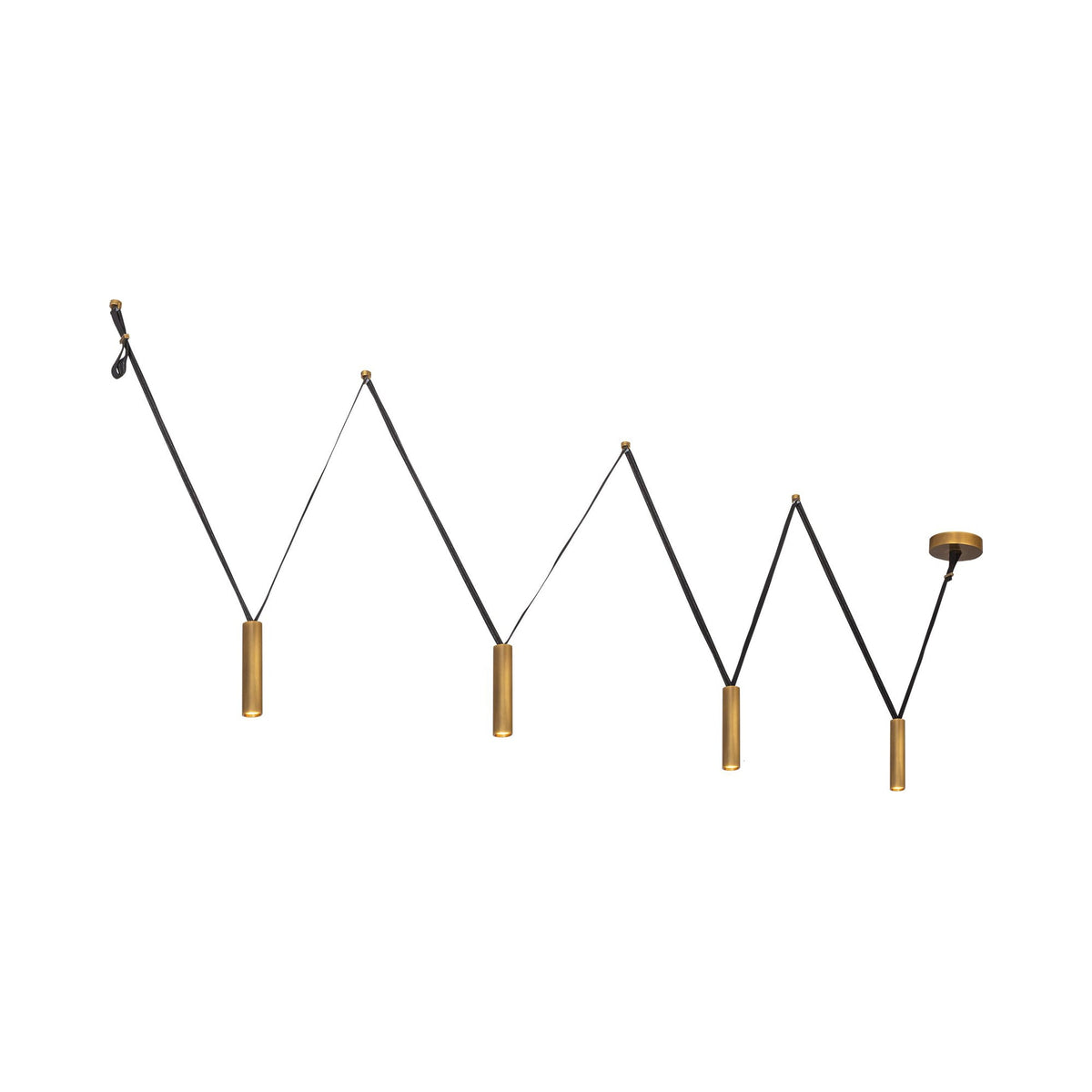Mason Linear LED Pendant Light in Vintage Brass.