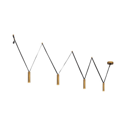 Mason Linear LED Pendant Light in Vintage Brass.