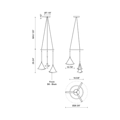 Mobil LED Chandelier - line drawing.