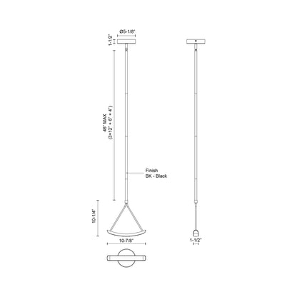 Mobil LED Pendant Light - line drawing.