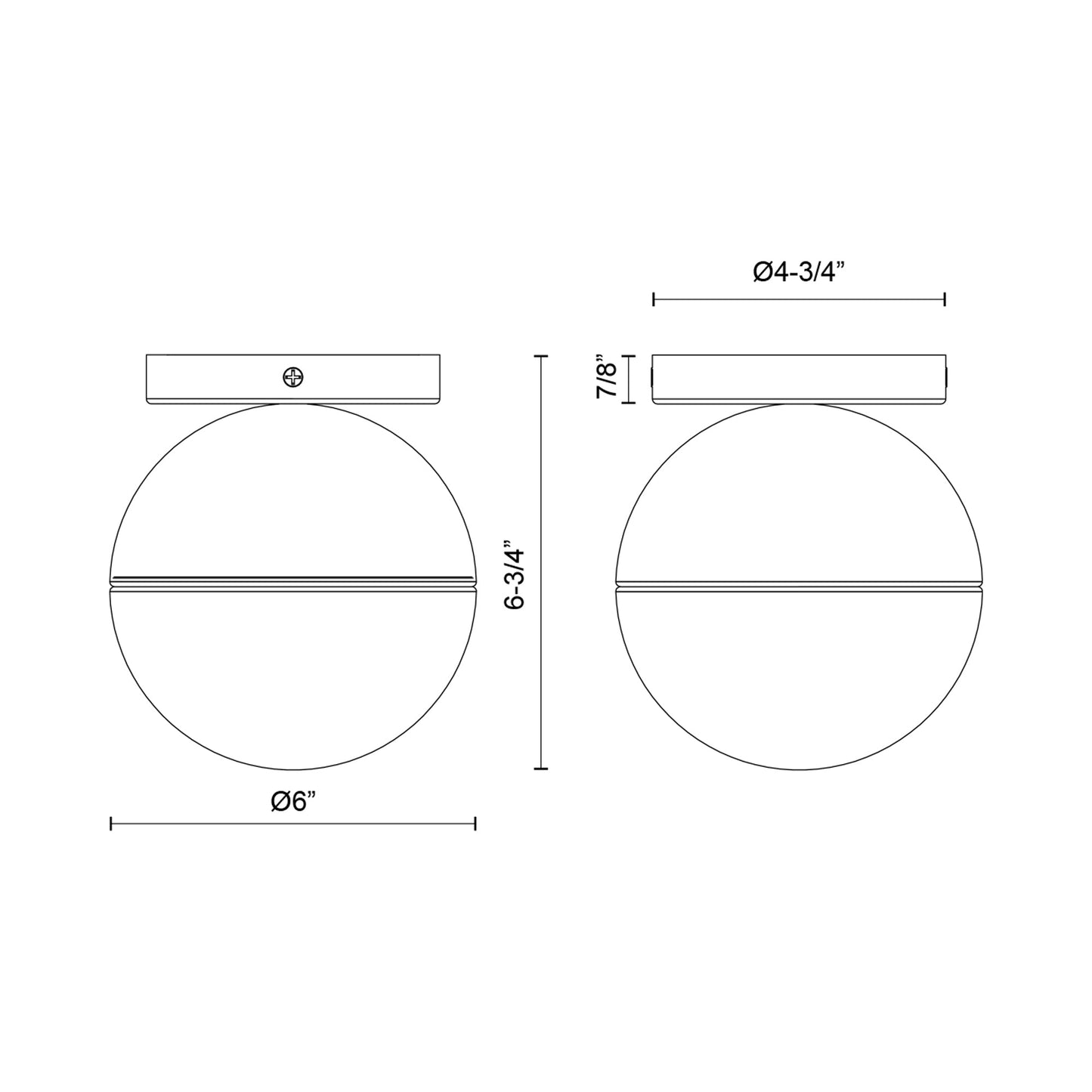 Monae Flush Mount Ceiling Light - line drawing.