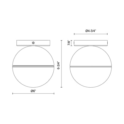 Monae Flush Mount Ceiling Light - line drawing.