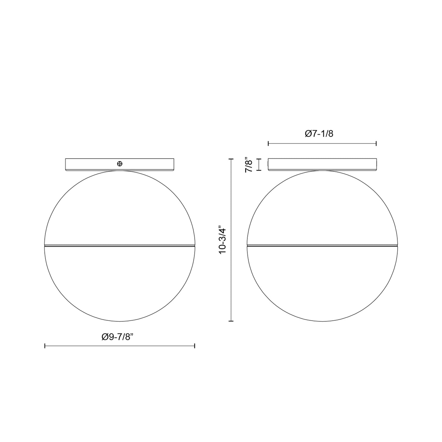 Monae Flush Mount Ceiling Light - line drawing.