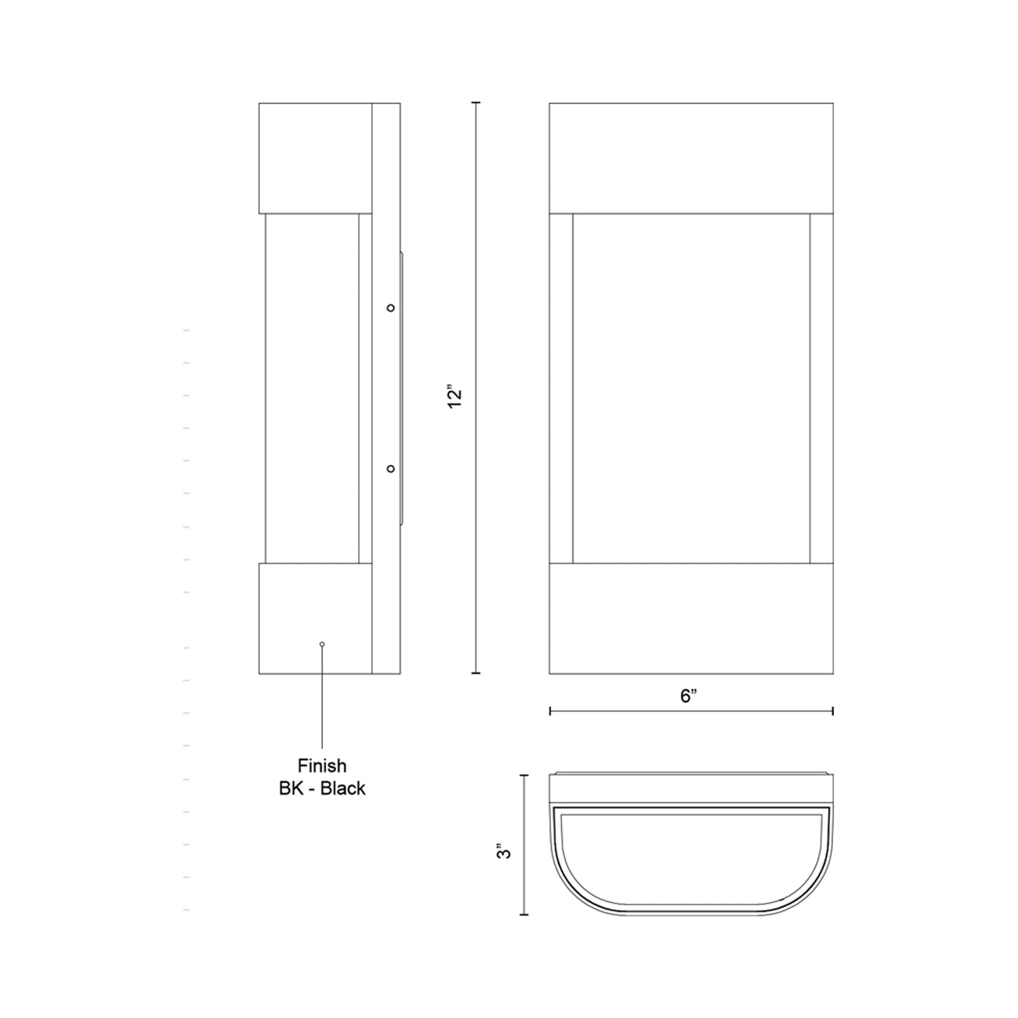 Moondew Outdoor LED Wall Light - line drawing.
