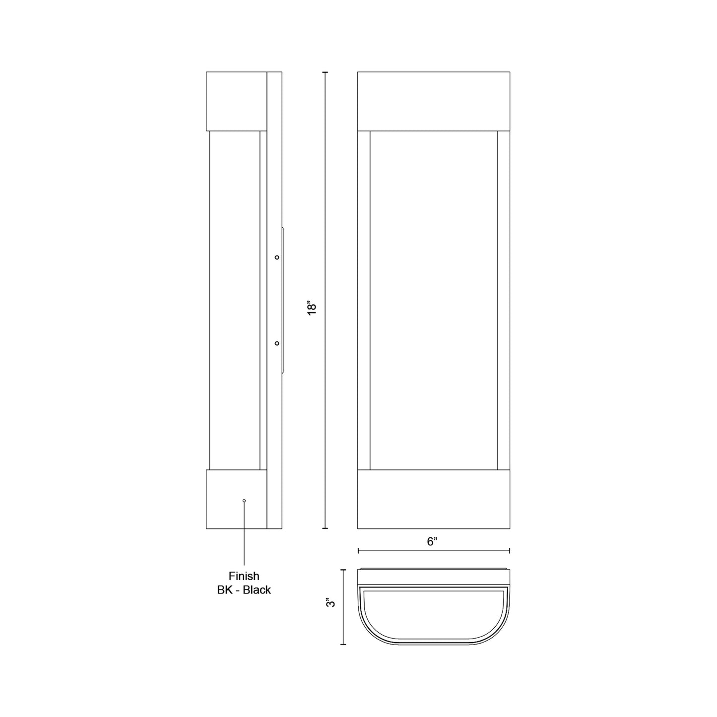 Moondew Outdoor LED Wall Light - line drawing.