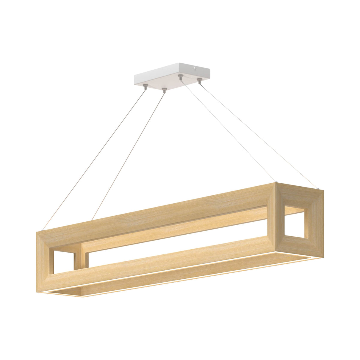 Morina Linear LED Pendant Light in White Oak.