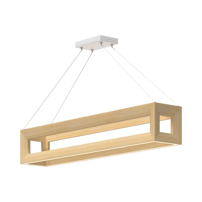 Morina Linear LED Pendant Light in White Oak.