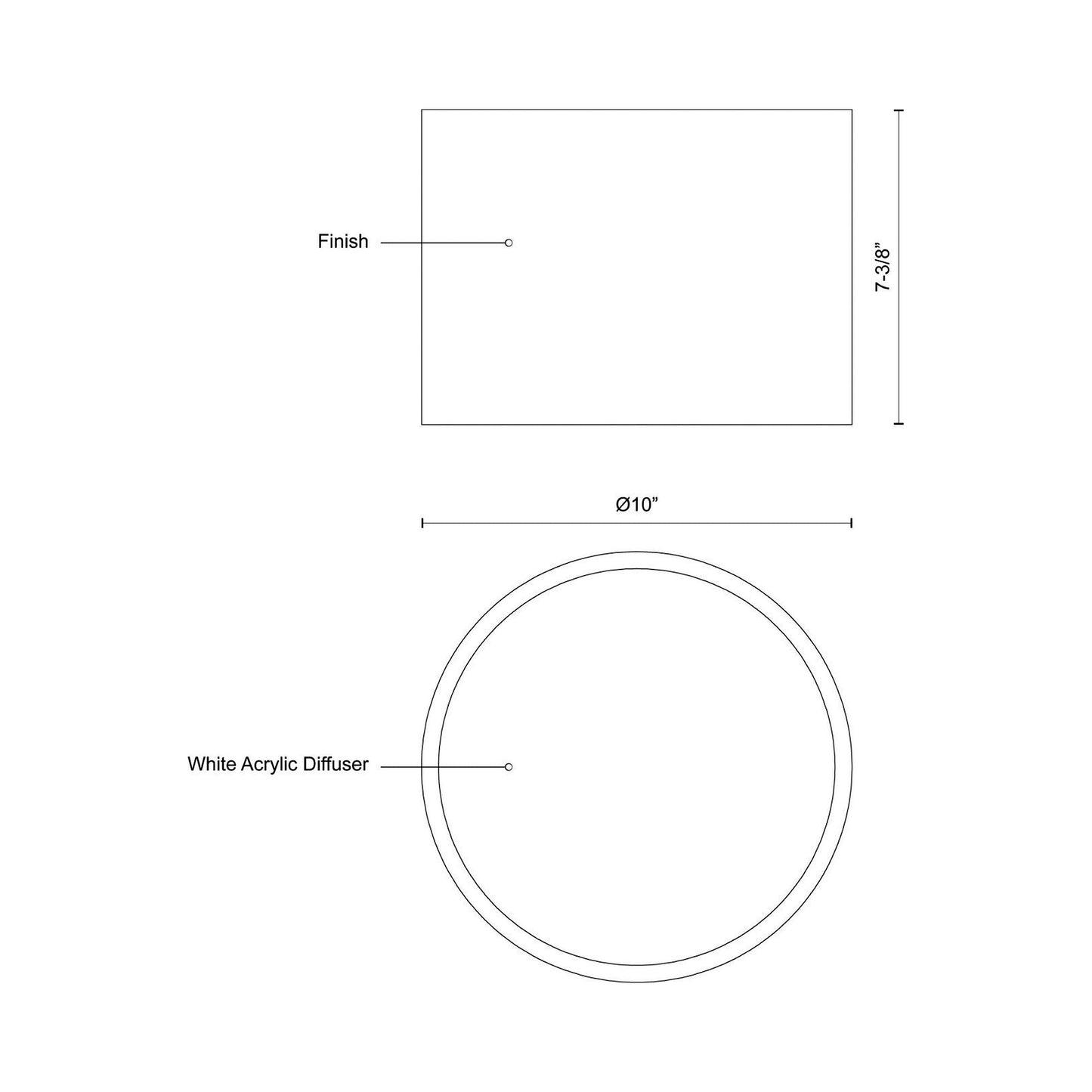 Mousinni LED Flush Mount Ceiling Light - line drawing.