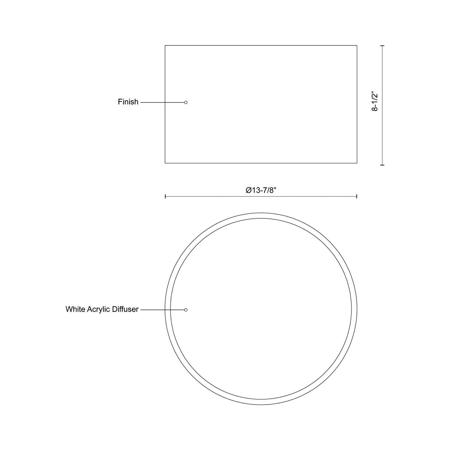 Mousinni LED Flush Mount Ceiling Light - line drawing.