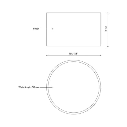 Mousinni LED Flush Mount Ceiling Light - line drawing.