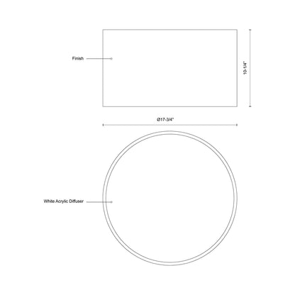 Mousinni LED Flush Mount Ceiling Light - line drawing.