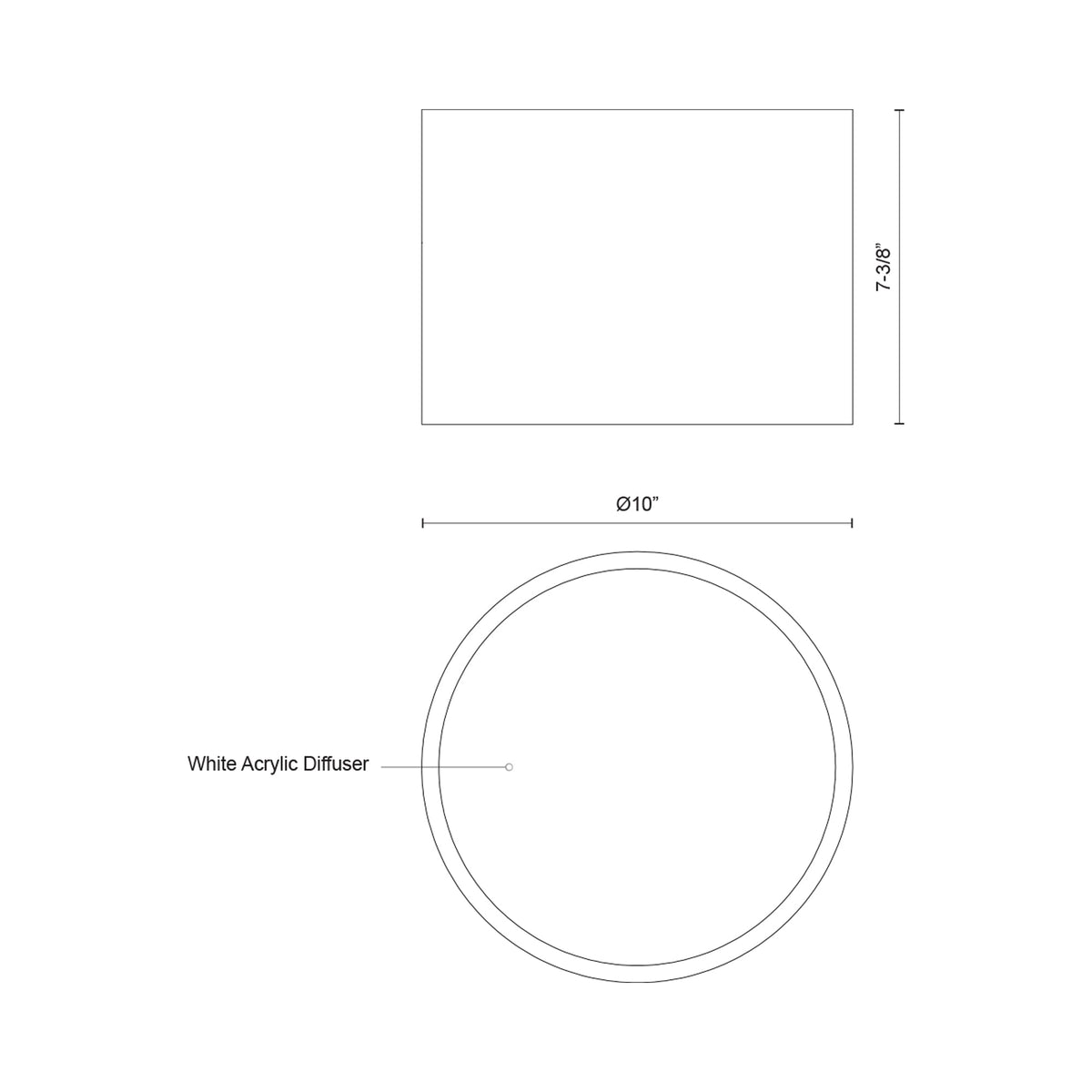 Mousinni LED Flush Mount Ceiling Light - line drawing.