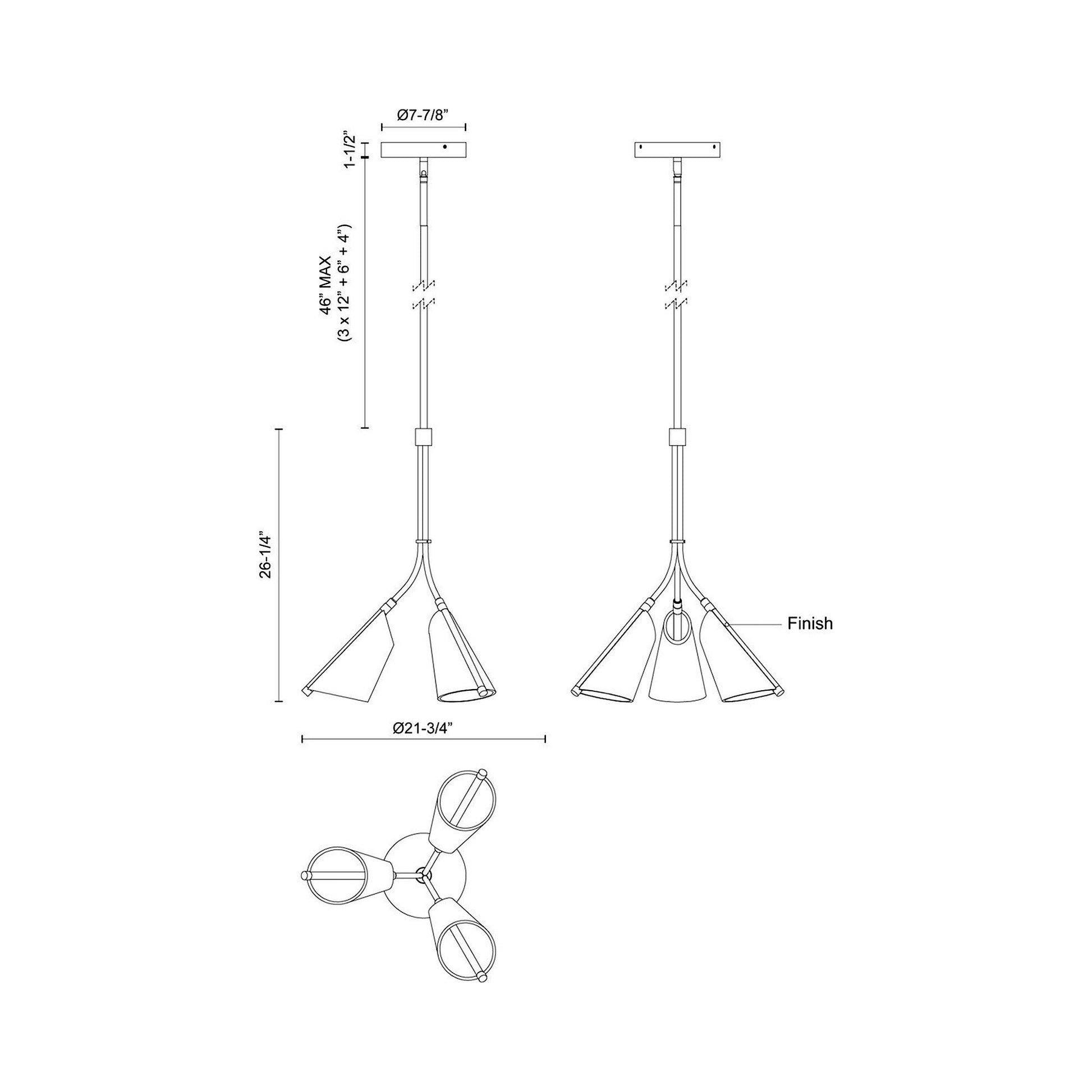 Mulberry LED Pendant Light - line drawing.