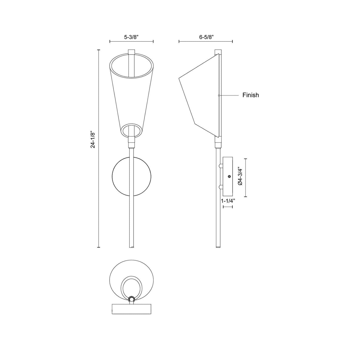 Mulberry LED Wall Light - line drawing.
