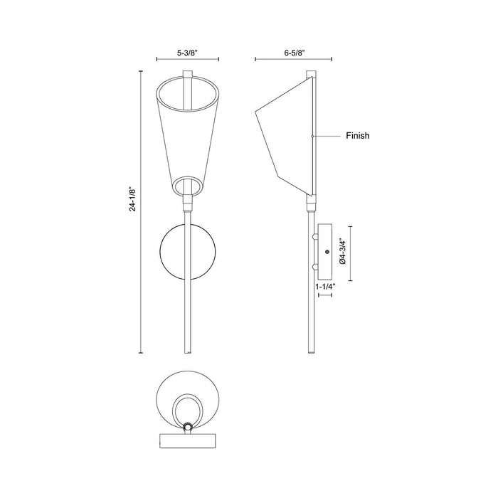 Mulberry LED Wall Light - line drawing.