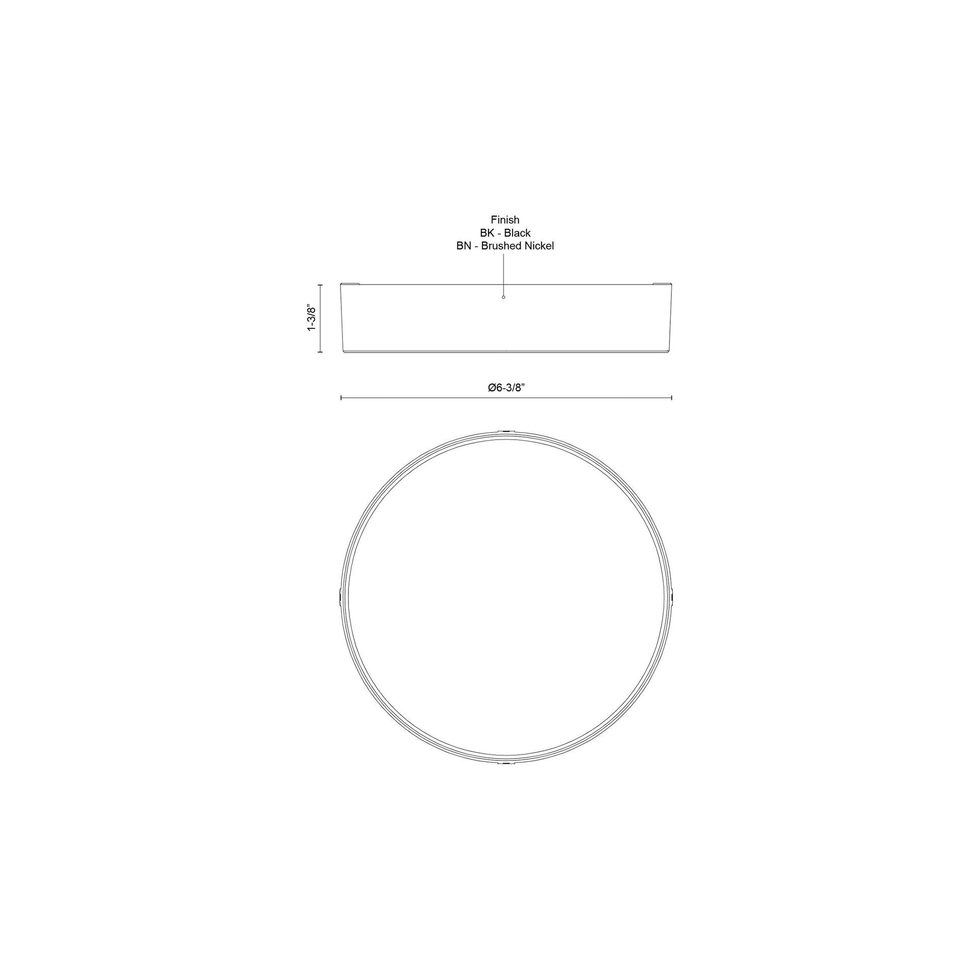 Musa LED Flush Mount Ceiling Light - line drawing.