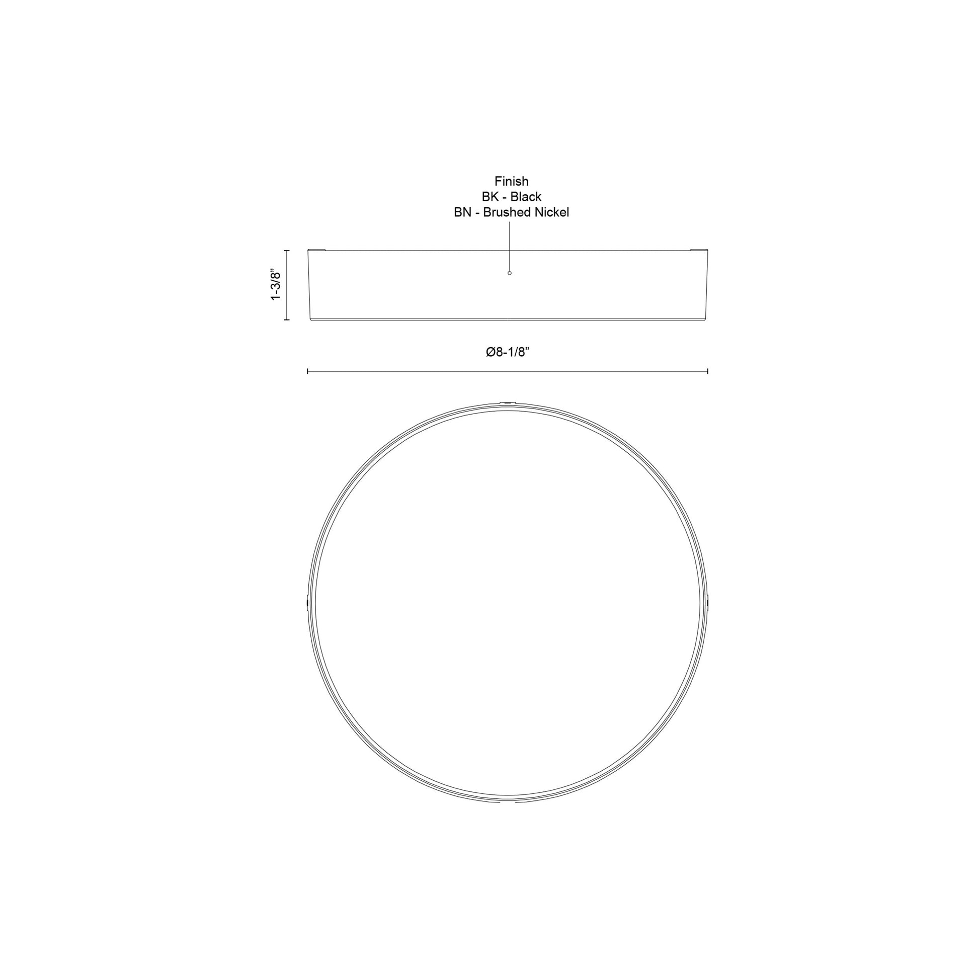 Musa LED Flush Mount Ceiling Light - line drawing.