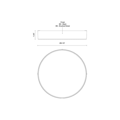 Musa LED Flush Mount Ceiling Light - line drawing.