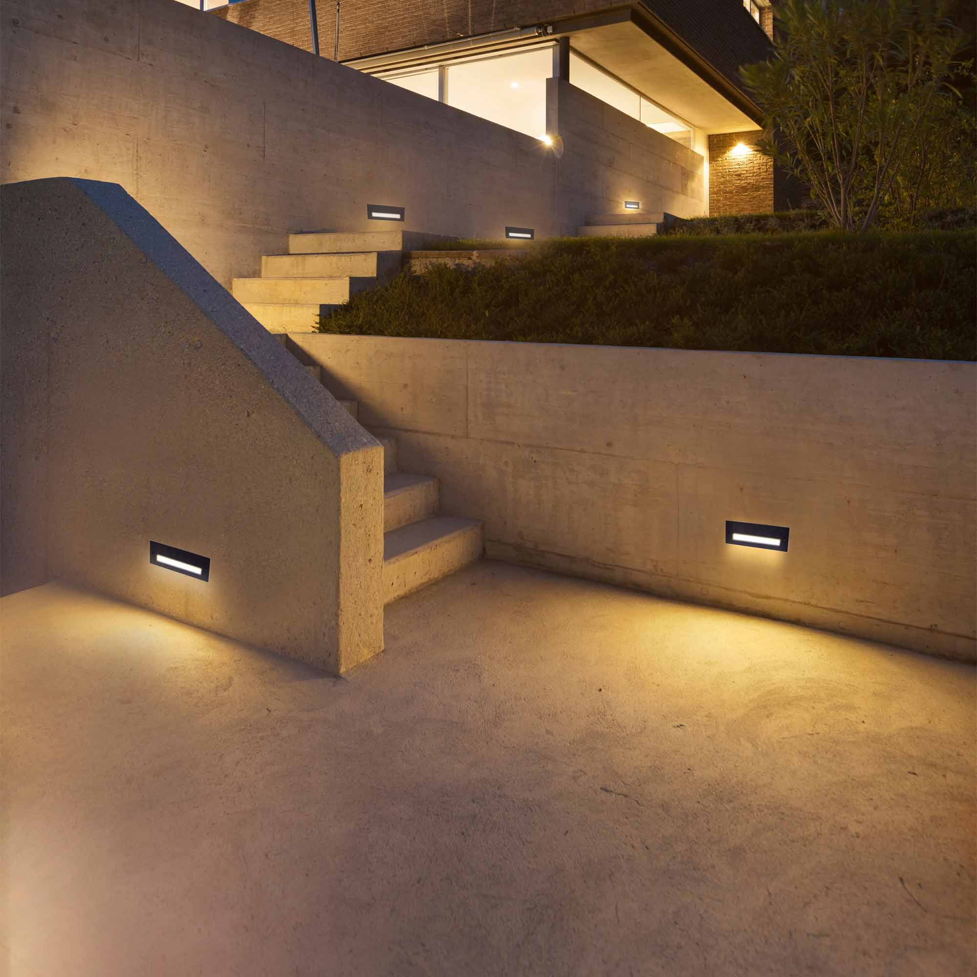 Recused Light Recessed Exterior Wall Light Fixtures Mains Powered Recessed Wall
