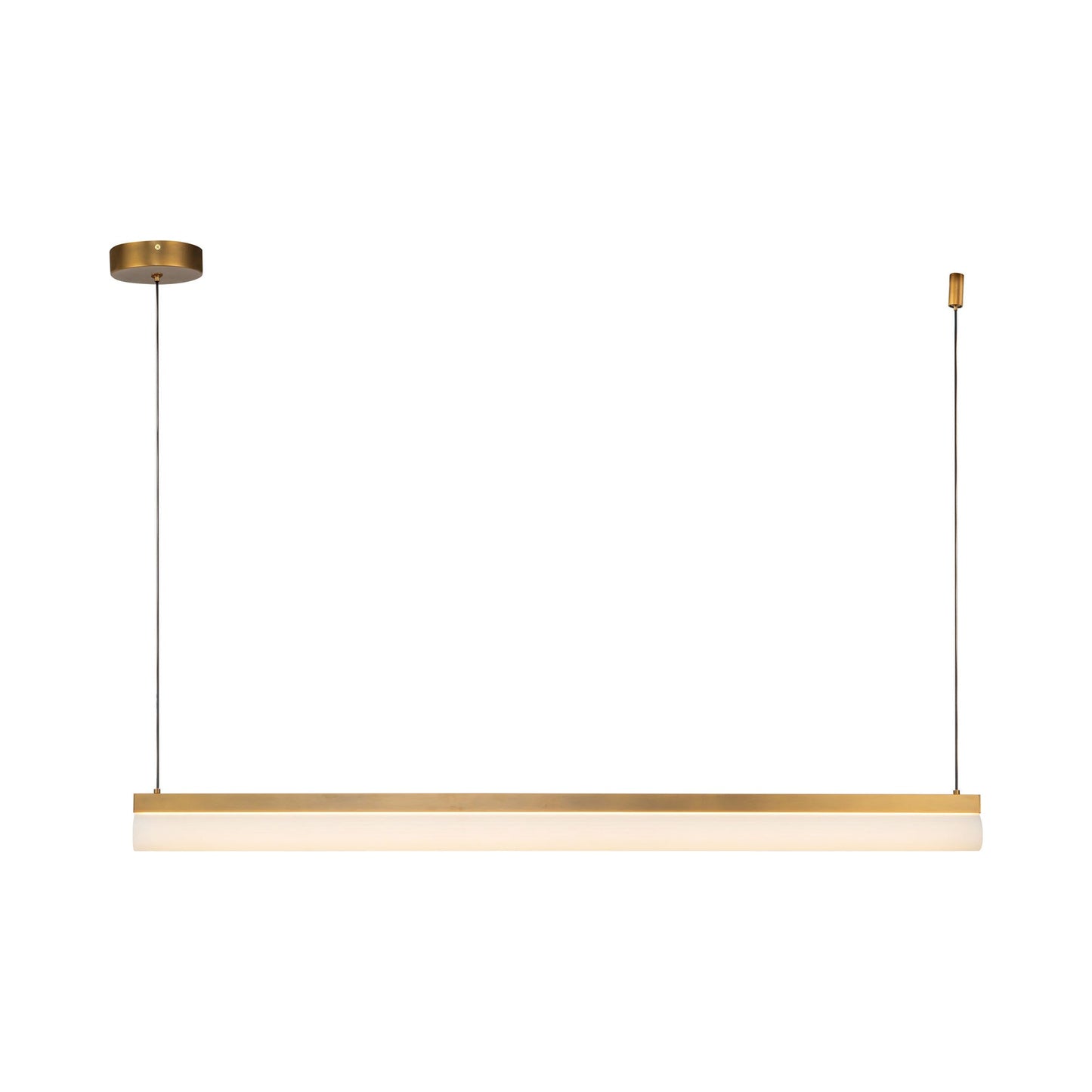 Nio Linear LED Pendant Light in Vintage Brass.