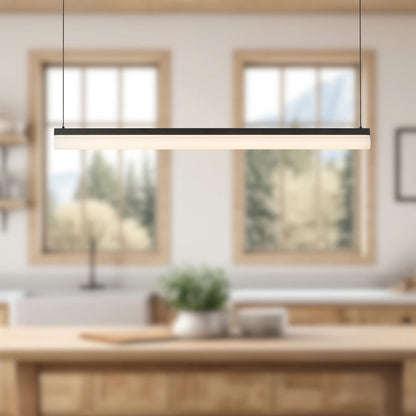 Nio Linear LED Pendant Light in kitchen.