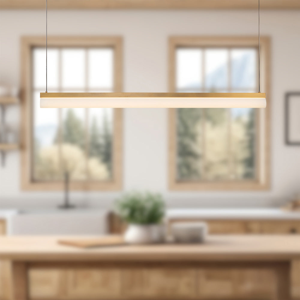 Nio Linear LED Pendant Light in kitchen.