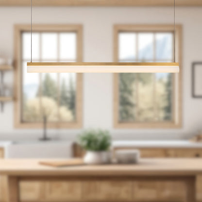 Nio Linear LED Pendant Light in kitchen.