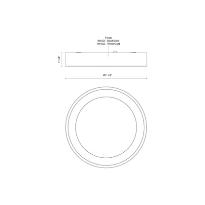 Nix LED Flush Mount Ceiling Light - line drawing.