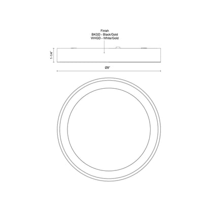 Nix LED Flush Mount Ceiling Light - line drawing.