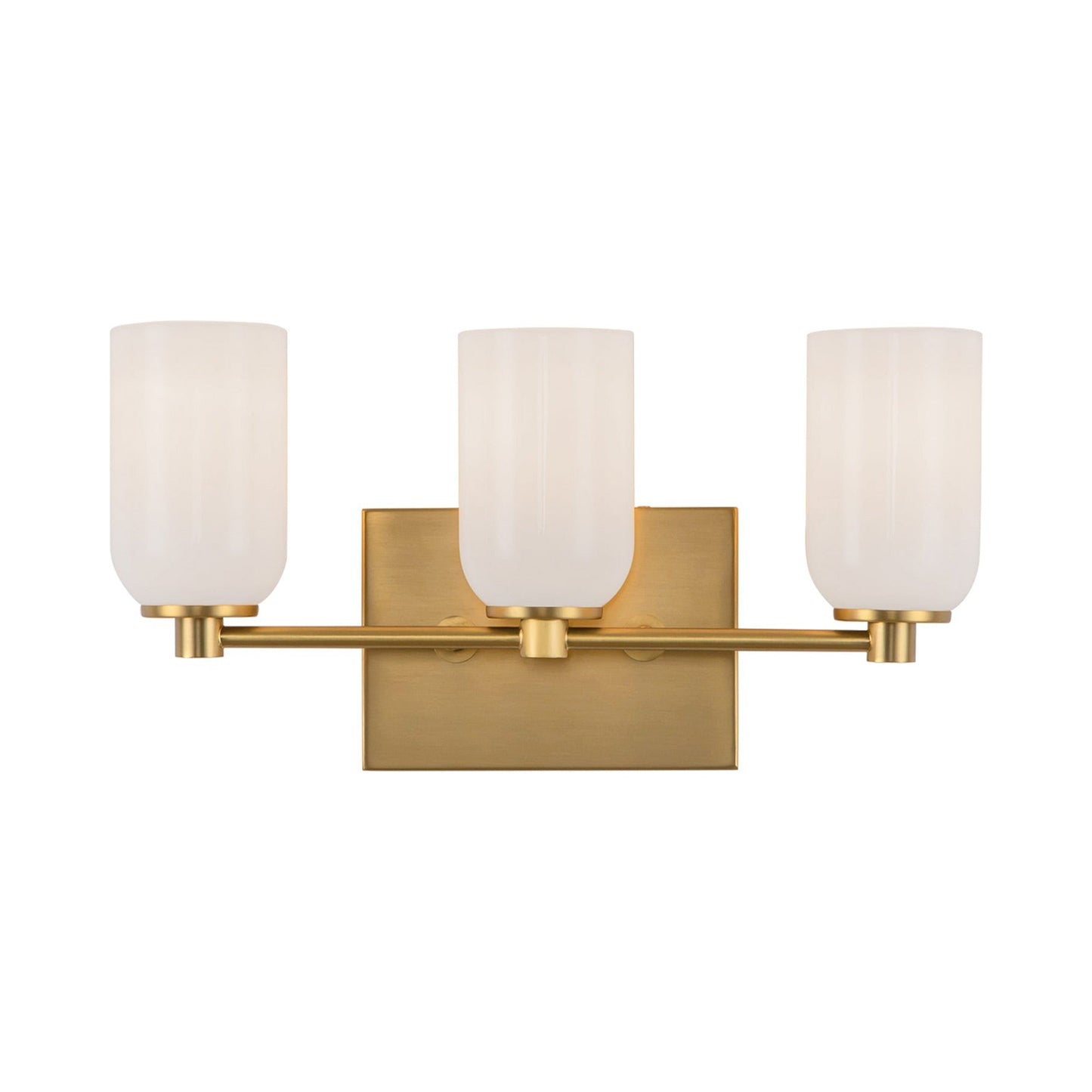 Nola Bath Vanity Light in Brushed Gold/Glossy Opal Glass (3-Light).