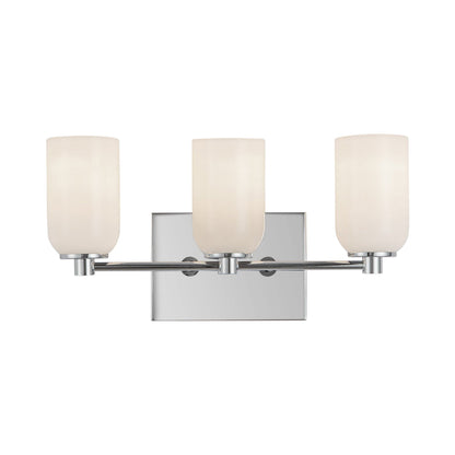 Nola Bath Vanity Light in Chrome/Glossy Opal Glass (3-Light).
