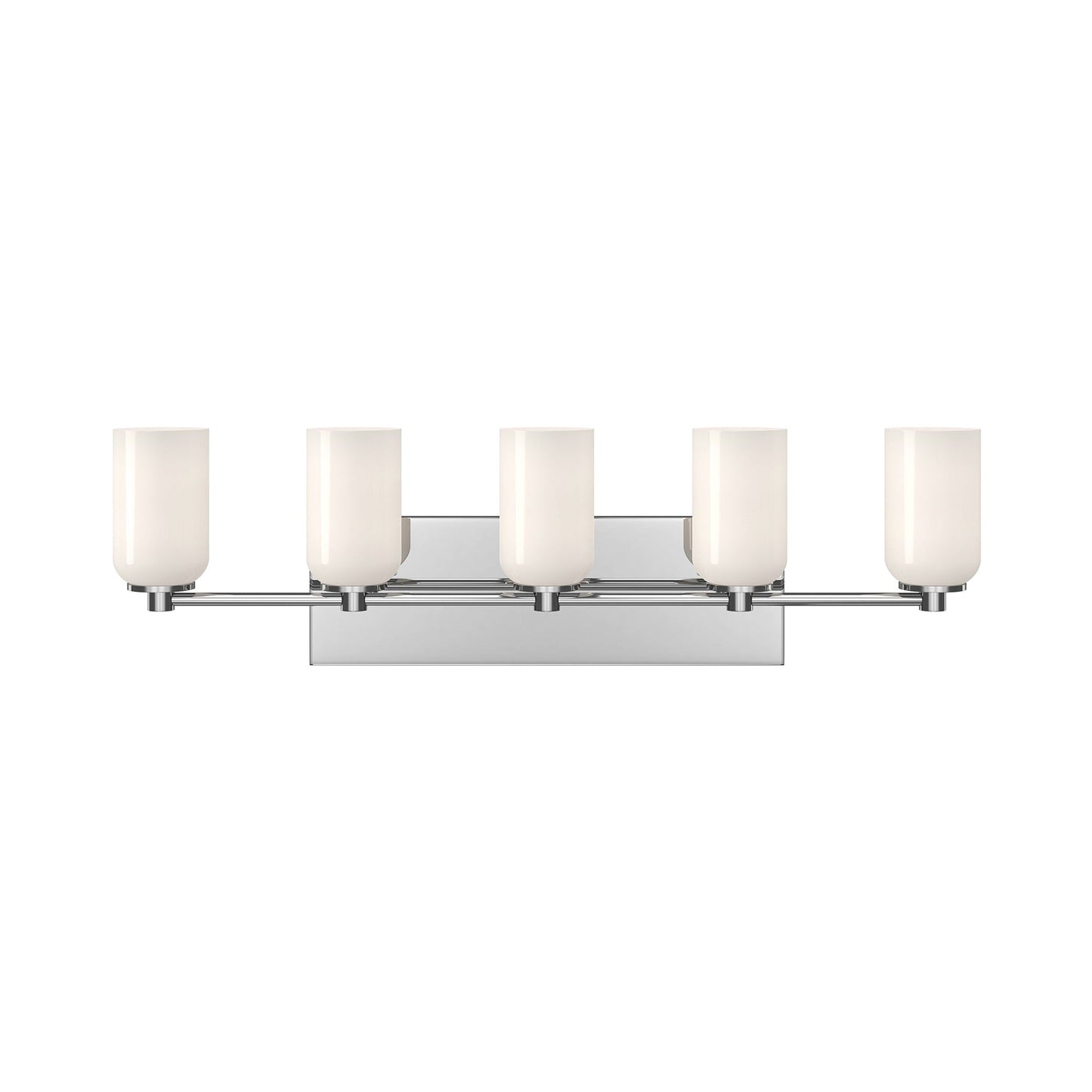 Nola Bath Vanity Light in Chrome/Glossy Opal Glass (5-Light).