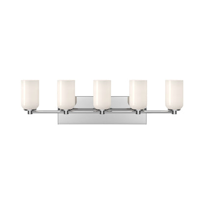 Nola Bath Vanity Light in Chrome/Glossy Opal Glass (5-Light).