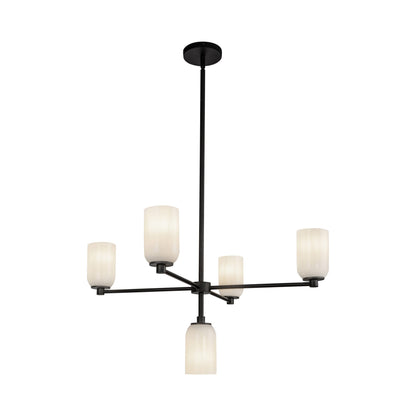 Nola Chandelier in Black/Glossy Opal Glass.